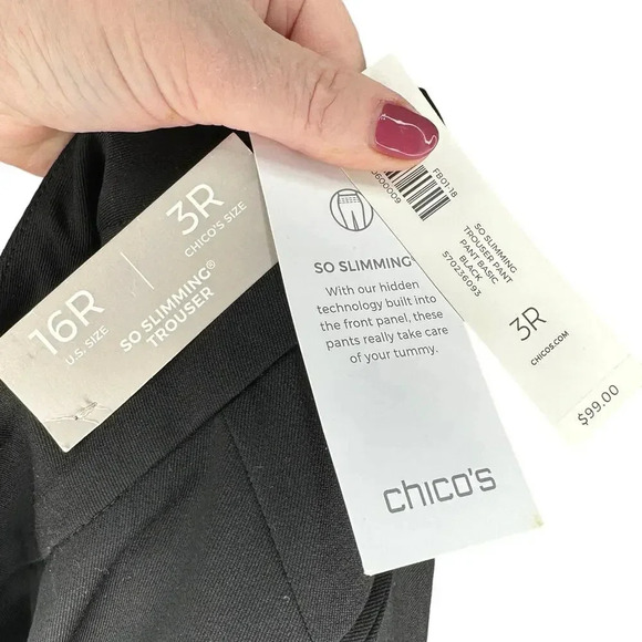 Chico’s So Slimming Black Dress Pants Career Business Plus- Size size 3R/16R NEW - Picture 7 of 9